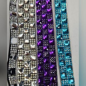 Hair accessories, Set of 4, Pony tail and headband, Purple, Blue, Silver